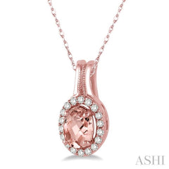 Oval Shape Gemstone & Halo Diamond Pendant