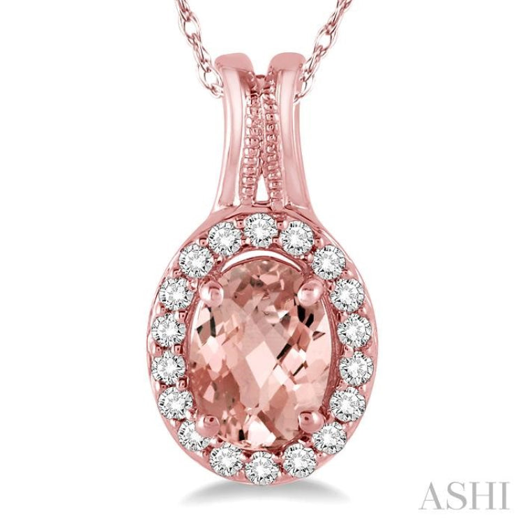 Oval Shape Gemstone & Halo Diamond Pendant