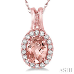 Oval Shape Gemstone & Halo Diamond Pendant