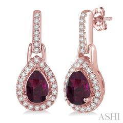 Pear Shape Gemstone & Halo Diamond Earrings