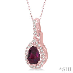 Pear Shape Gemstone & Halo Diamond Pendant