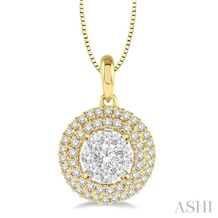 Round Shape Halo Lovebright Essential Diamond Pendant