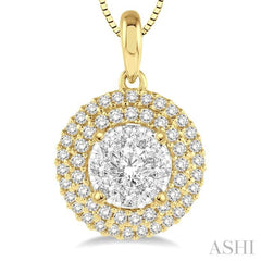 Round Shape Halo Lovebright Essential Diamond Pendant