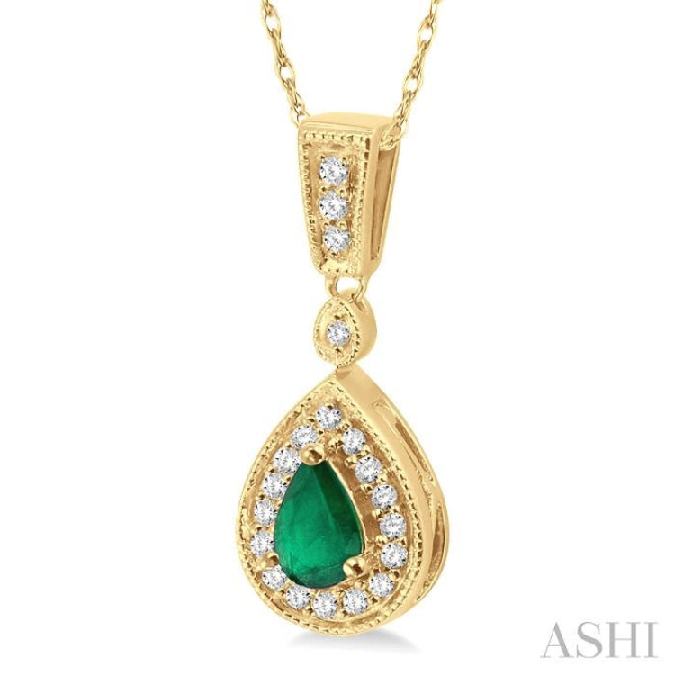 Pear Shape Gemstone & Halo Diamond Pendant