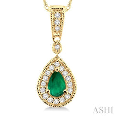 Pear Shape Gemstone & Halo Diamond Pendant