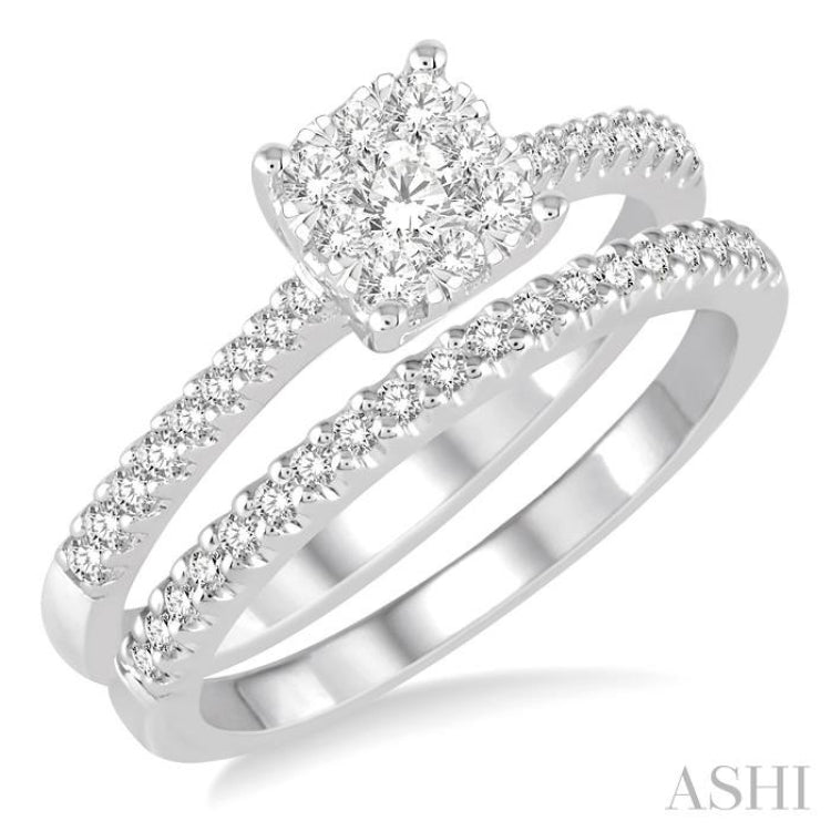 Princess Shape Lovebright Diamond Wedding Set