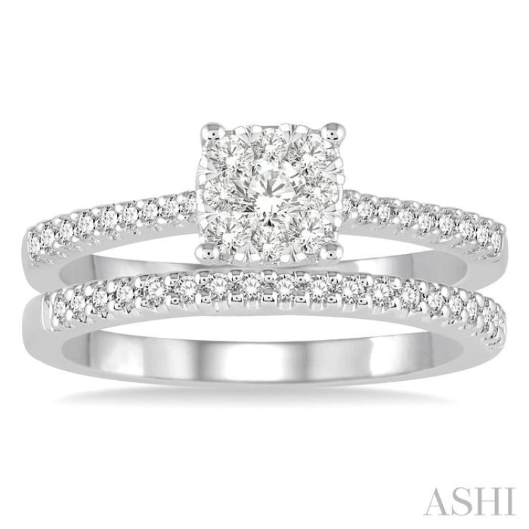 Princess Shape Lovebright Diamond Wedding Set