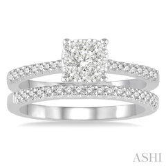 Princess Shape Lovebright Diamond Wedding Set