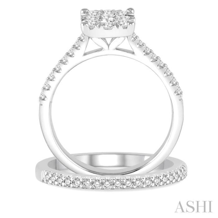 Princess Shape Lovebright Diamond Wedding Set