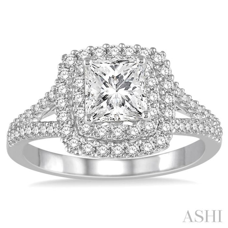 Princess Shape Halo Diamond Engagement Ring