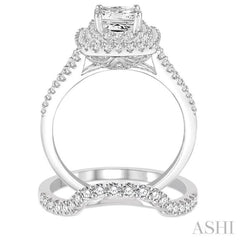 Princess Shape Halo Diamond Wedding Set