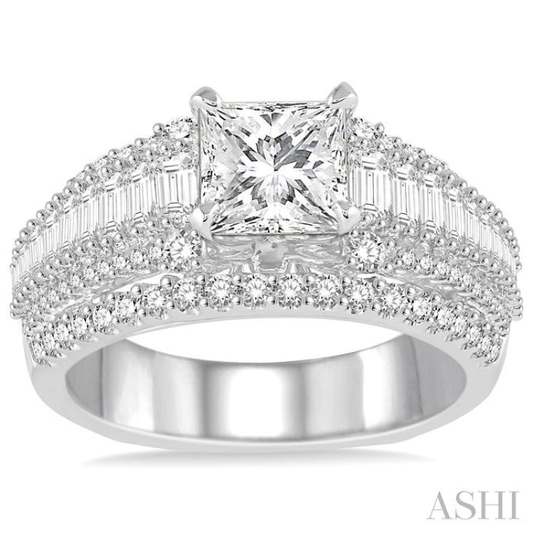 Princess Shape Semi-Mount Diamond Engagement Ring