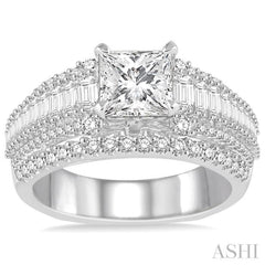 Princess Shape Semi-Mount Diamond Engagement Ring