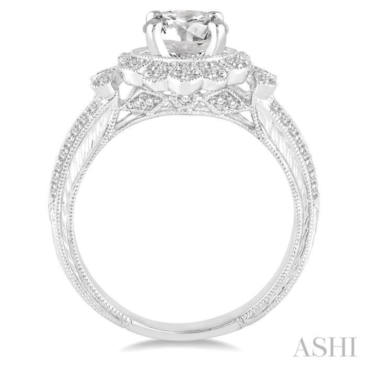 Round Shape Semi-Mount Diamond Engagement Ring