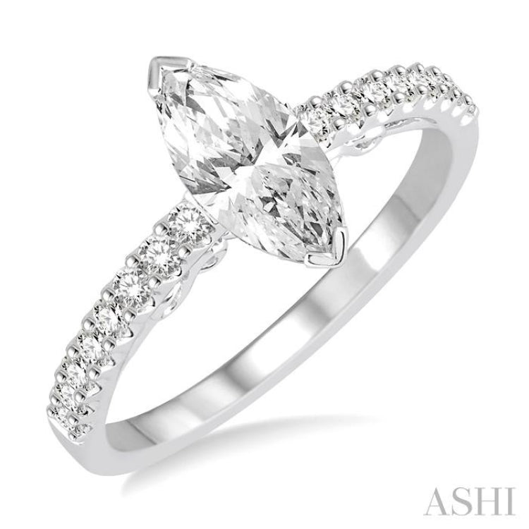 Marquise Shape Semi-Mount Diamond Engagement Ring