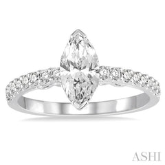 Marquise Shape Semi-Mount Diamond Engagement Ring