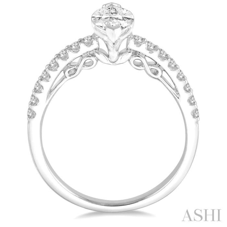 Marquise Shape Semi-Mount Diamond Engagement Ring