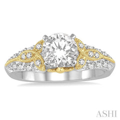 Round Shape Semi-Mount Diamond Engagement Ring