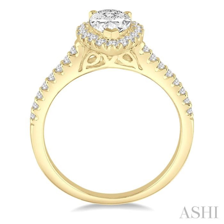 Pear Shape Halo Diamond Engagement Ring