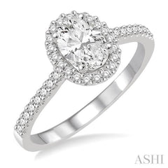 Oval Shape Halo Diamond Engagement Ring