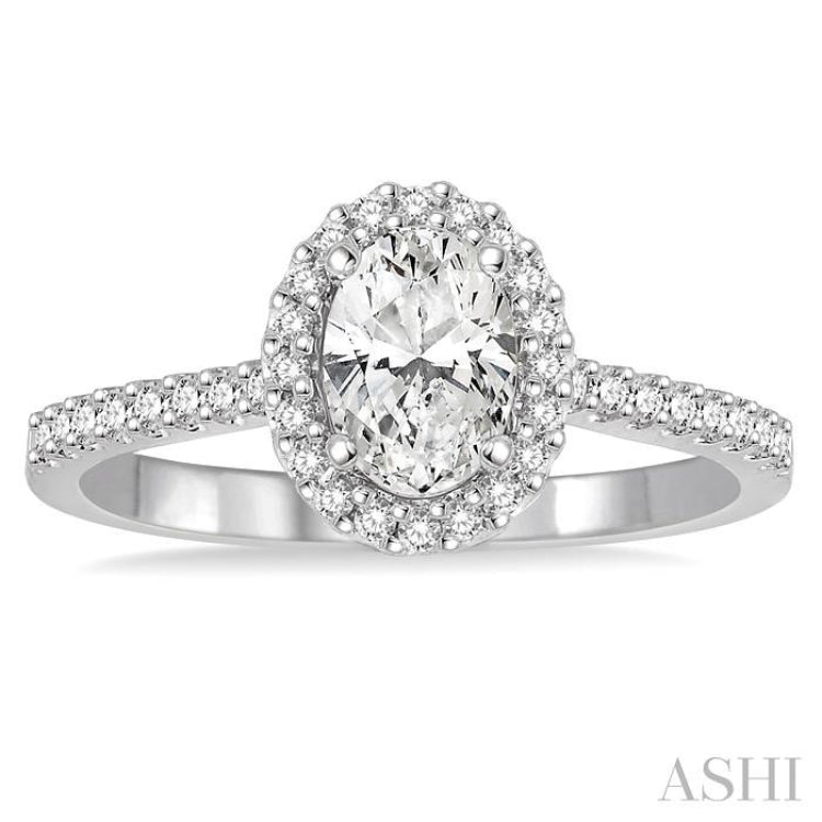 Oval Shape Halo Diamond Engagement Ring