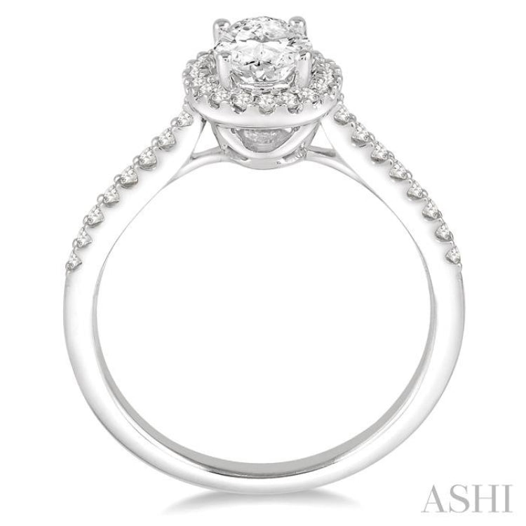 Oval Shape Halo Diamond Engagement Ring