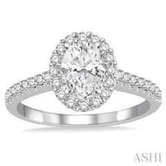 Oval Shape Semi-Mount Halo Diamond Engagement Ring