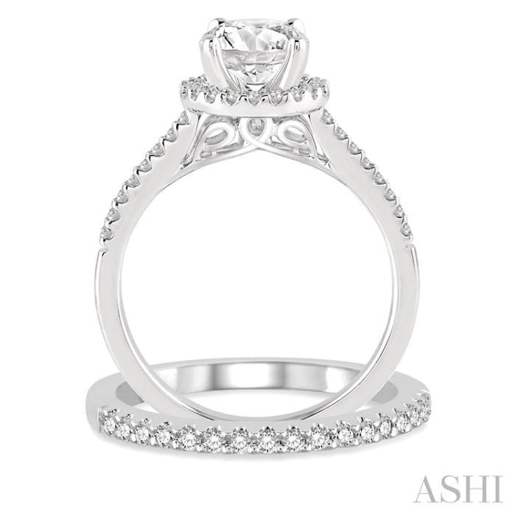 Round Shape Halo Diamond Wedding Set