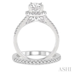 Round Shape Halo Diamond Wedding Set