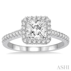 Princess Shape Semi-Mount Halo Diamond Engagement Ring