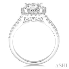 Princess Shape Semi-Mount Halo Diamond Engagement Ring