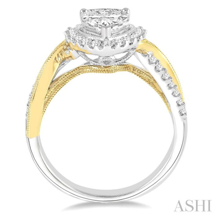 Pear Shape Semi-Mount Halo Diamond Engagement Ring