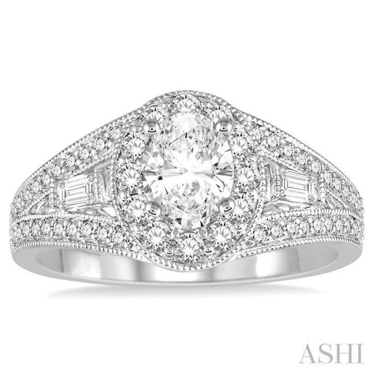 Oval Shape Halo Diamond Engagement Ring