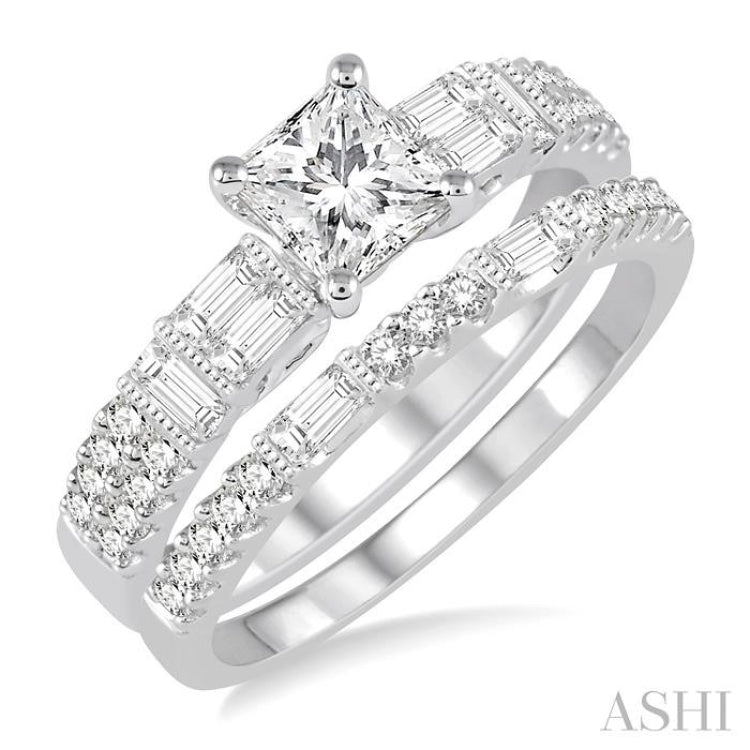 Princess Shape Diamond Wedding Set