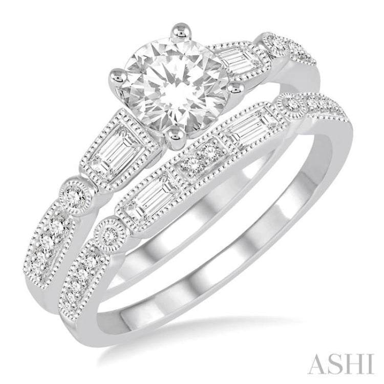 Round Shape Diamond Wedding Set