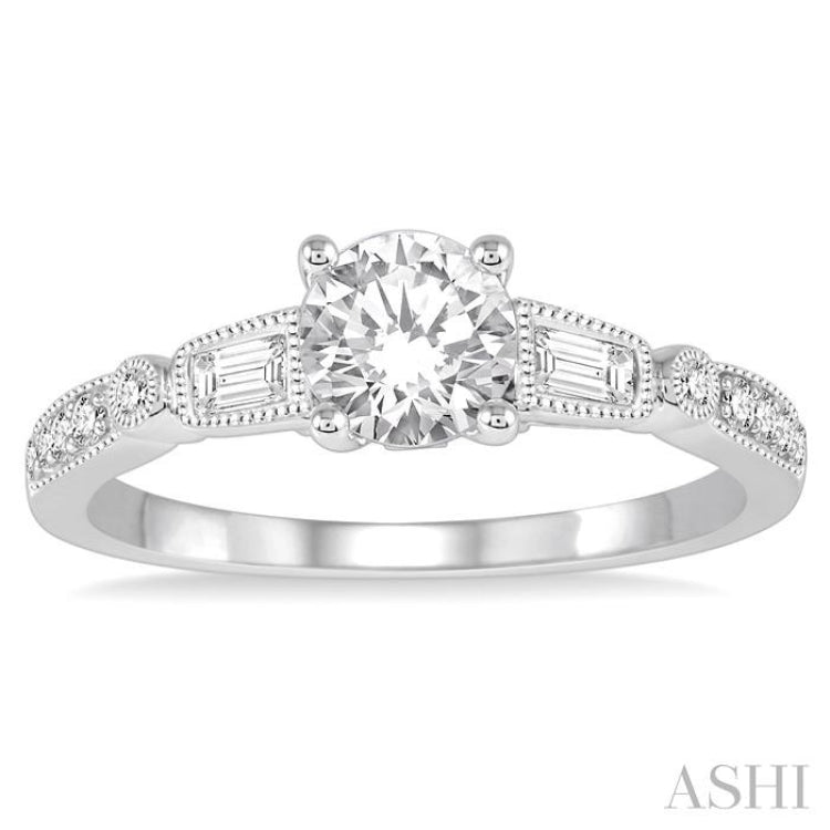 Round Shape Semi-Mount Diamond Engagement Ring