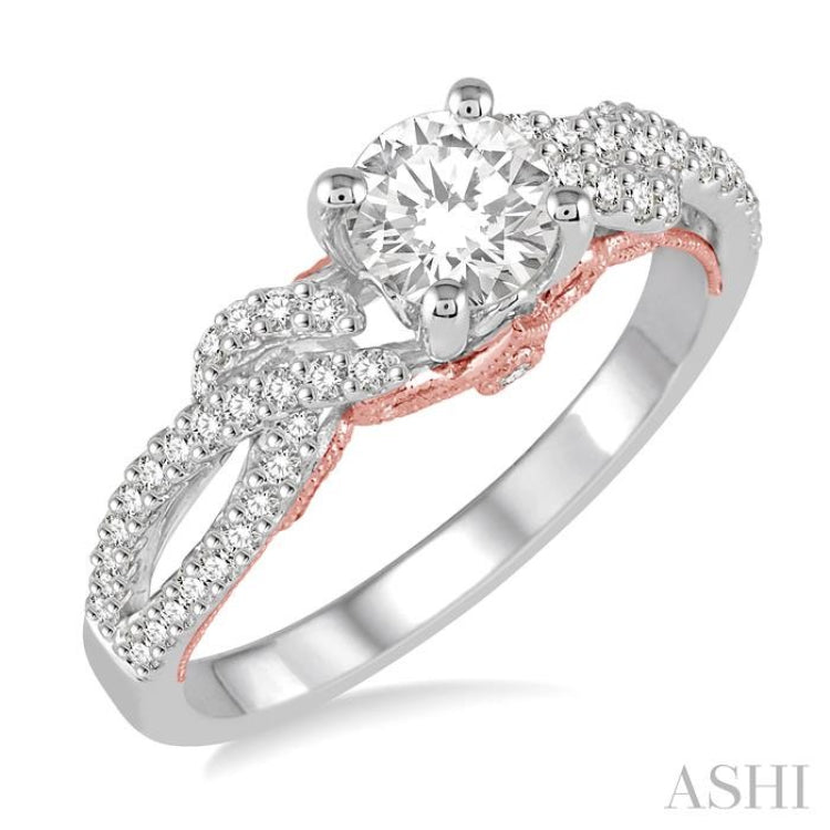 Round Shape Semi-Mount Diamond Engagement Ring