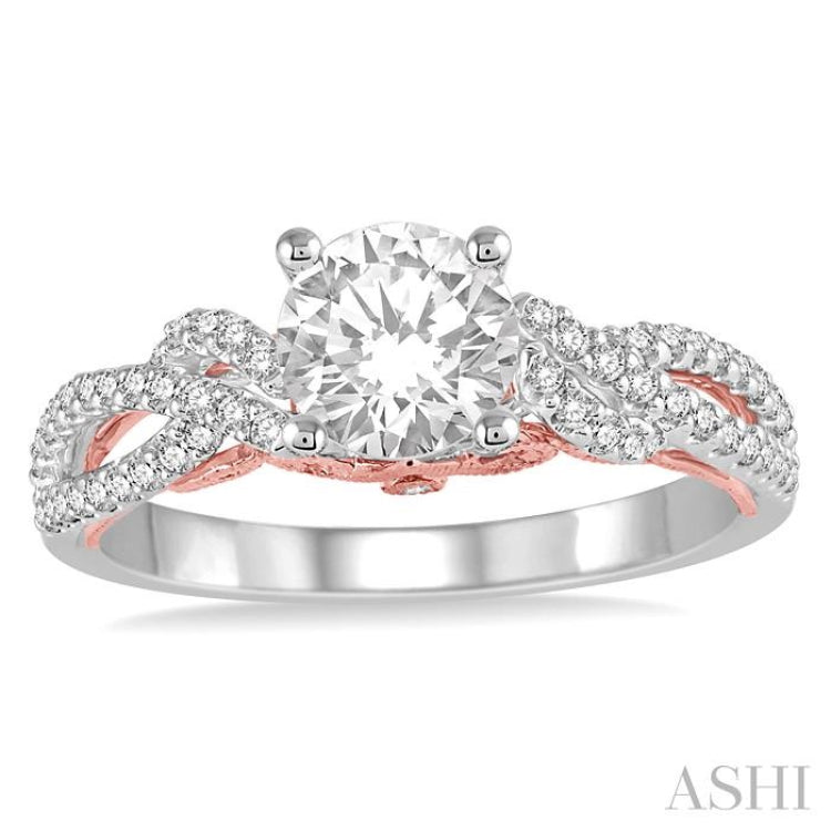 Round Shape Semi-Mount Diamond Engagement Ring