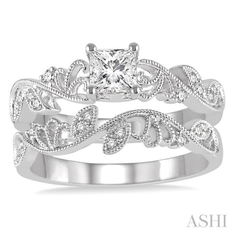 Princess Shape Diamond Wedding Set