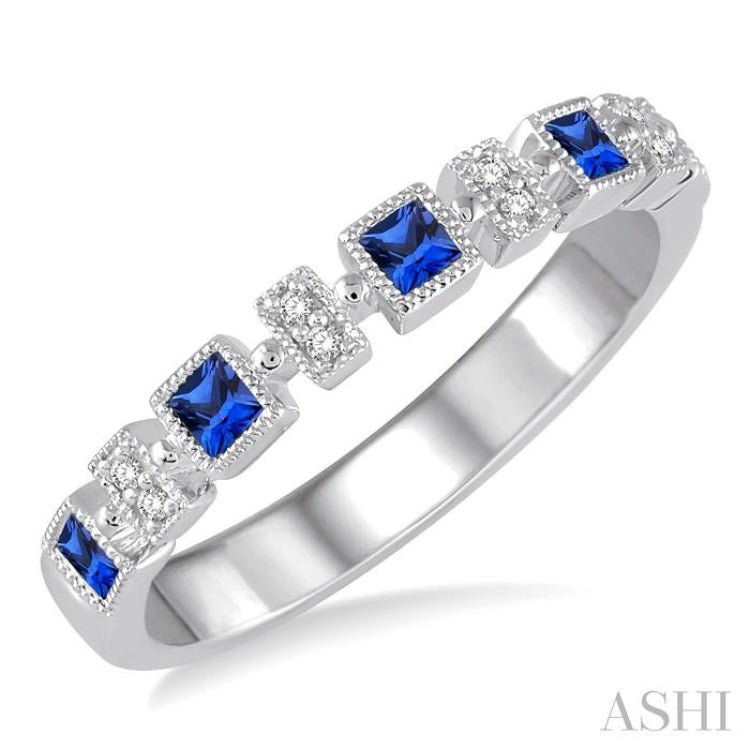 Princess Shape Gemstone & Diamond Band