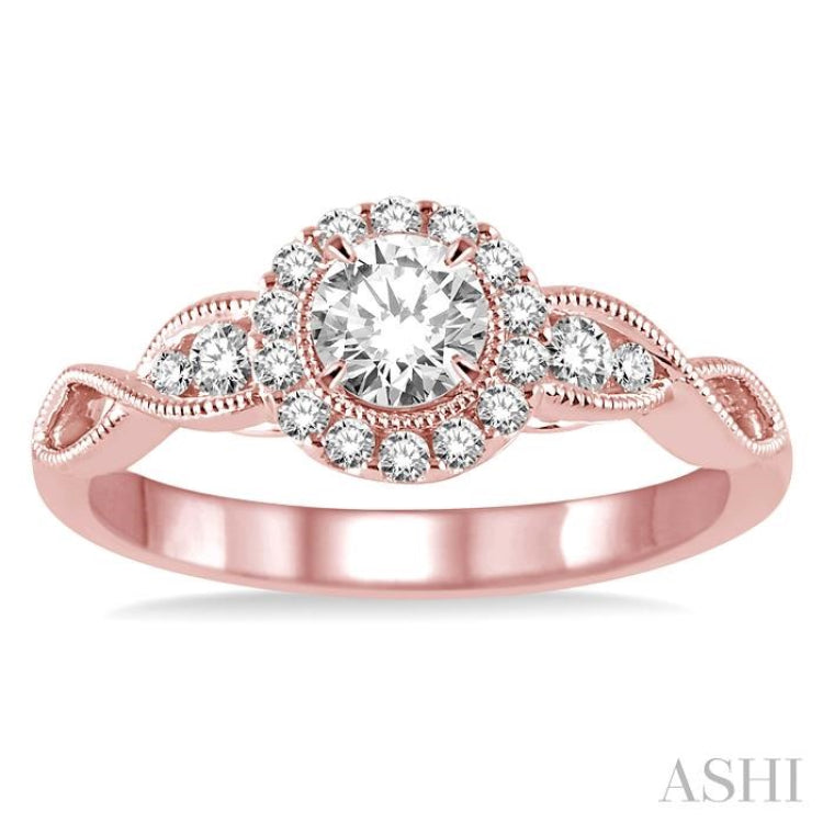 Round Shape Semi-Mount Halo Diamond Engagement Ring