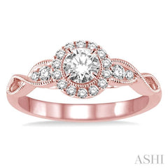 Round Shape Semi-Mount Halo Diamond Engagement Ring