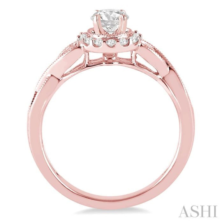 Round Shape Semi-Mount Halo Diamond Engagement Ring