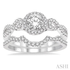 Round Shape Halo Diamond Wedding Set