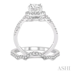 Round Shape Halo Diamond Wedding Set