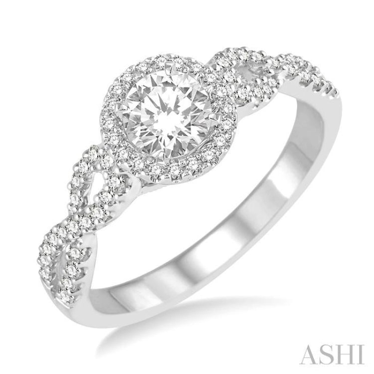 Round Shape Halo Diamond Engagement Ring