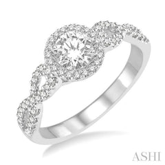 Round Shape Semi-Mount Halo Diamond Engagement Ring