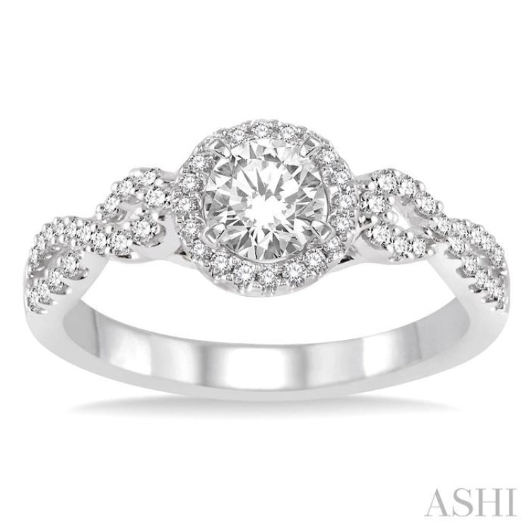 Round Shape Semi-Mount Halo Diamond Engagement Ring