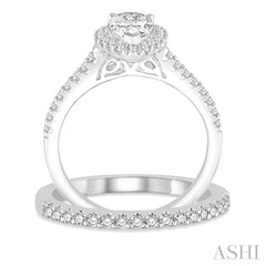 Pear Shape Halo Diamond Wedding Set