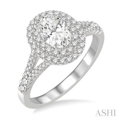 Oval Shape Halo Diamond Engagement Ring